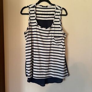 Striped Sleeveless Top - Navy and White